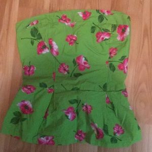 Floral strapless peplum top